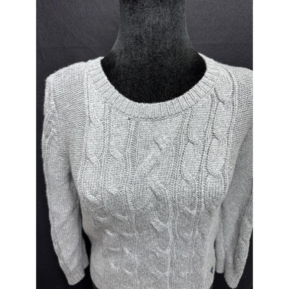 Y2K Abercrombie & Fitch Chunky Knit Sweater Embroidered Logo Preppy Grey